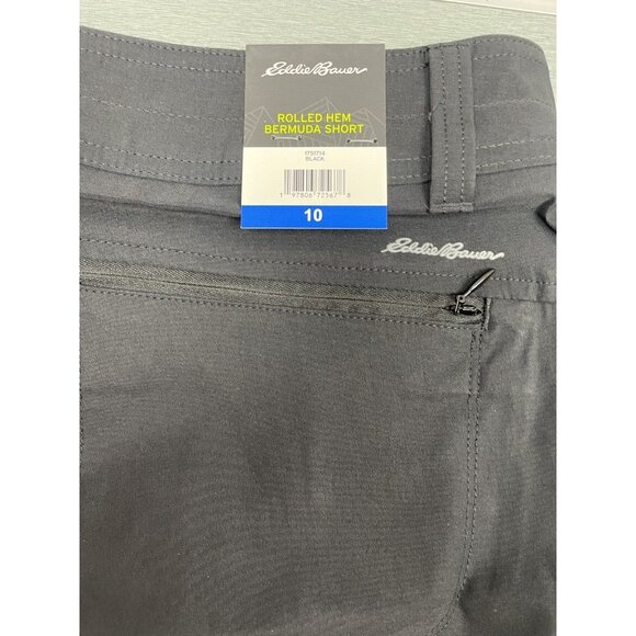 Eddie Bauer Ladies' Cargo Shorts BLACK Size 10  Lightweight Pocket With Zipper - Picture 10 of 11